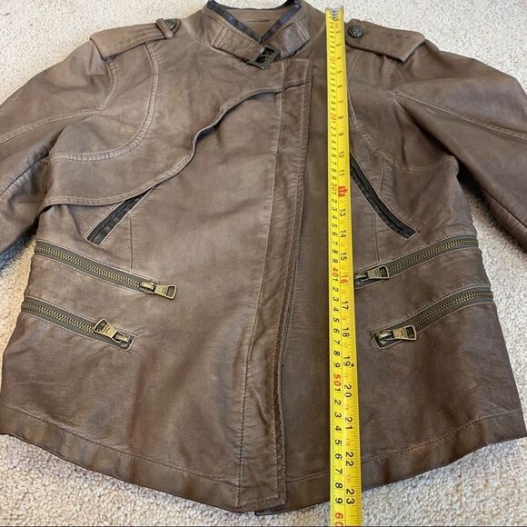 STEVE Madden NWOT Brown faux leather vegan Moto jacket size medium - Picture 11 of 13